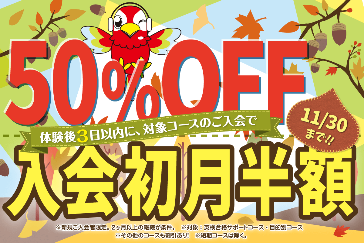初月半額キャンペーン 11/30まで
